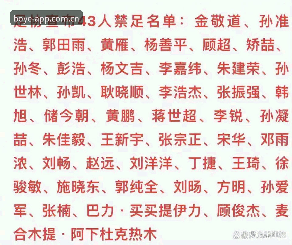 中国足球反腐风暴深度评测：博业体育平台视角下的禁足名单全面分析